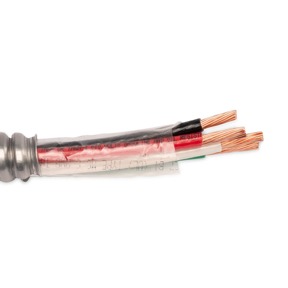 3/3 Metal Clad (MC) Cable with Ground, Aluminum Armored, Stranded Copper Conductors