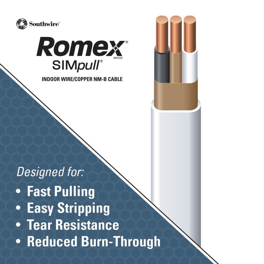 Wire Southwire 14/2 Romex NM-B, Non-Metallic, Sheathed Cable, Resident ...