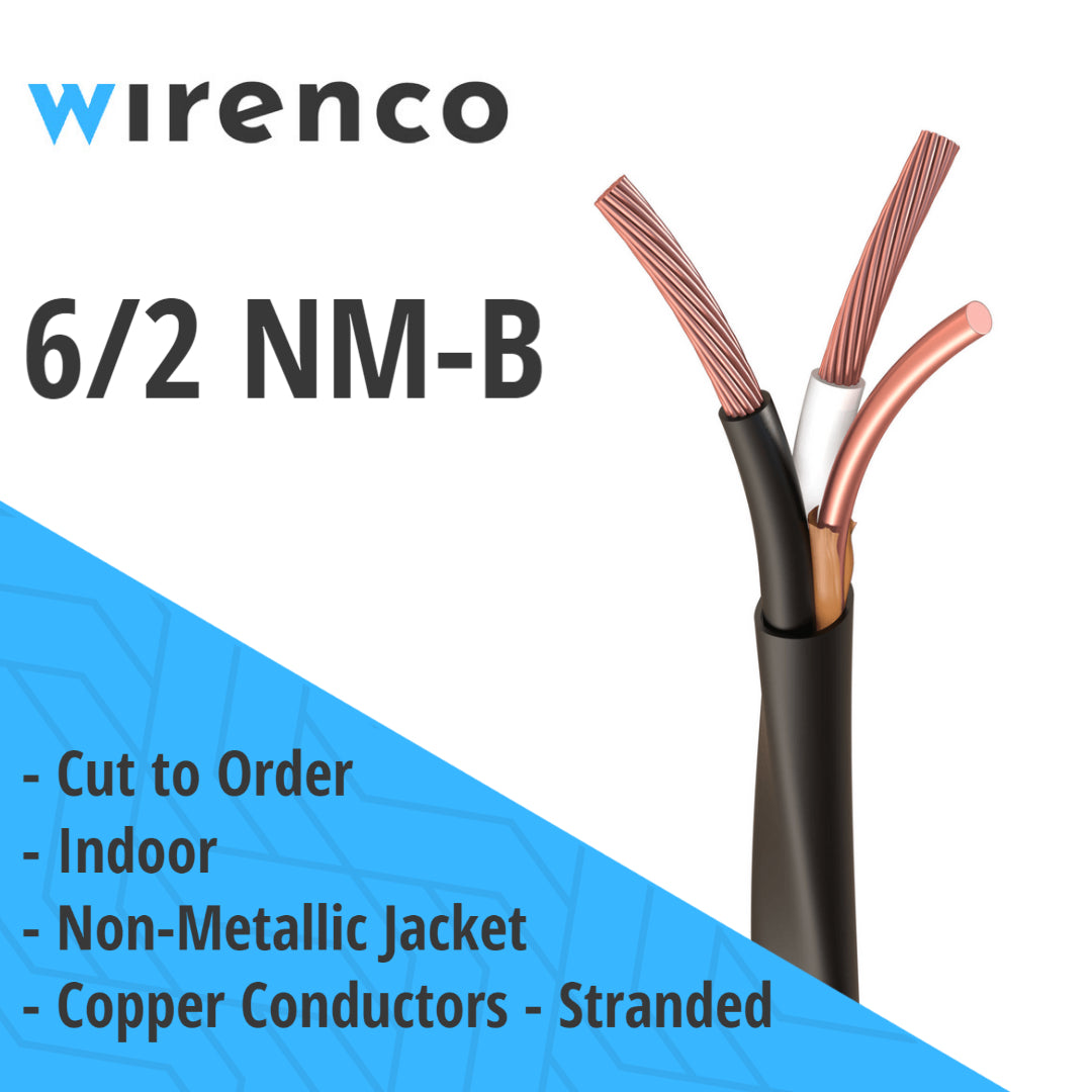 6/2 NM-B Non-Metallic, Residential Indoor Cable with Ground Cut to Order