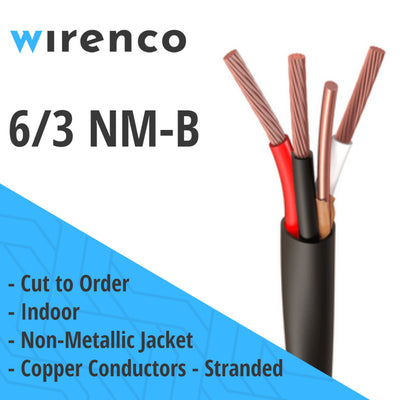 6/3 NM-B Non-Metallic, Residential Indoor Cable with Ground Cut to Order