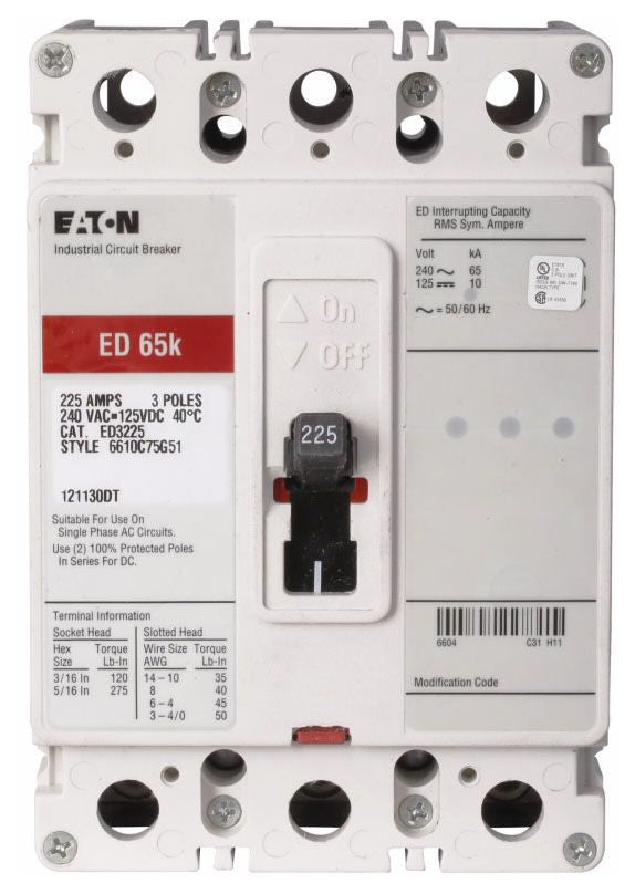 Eaton ED3100L Non-Interchangeable Trip Circuit Breaker