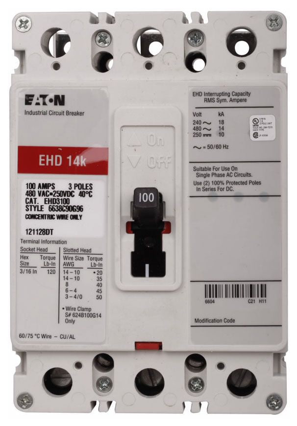 Eaton EHD3015L Non-Interchangeable Trip Circuit Breaker