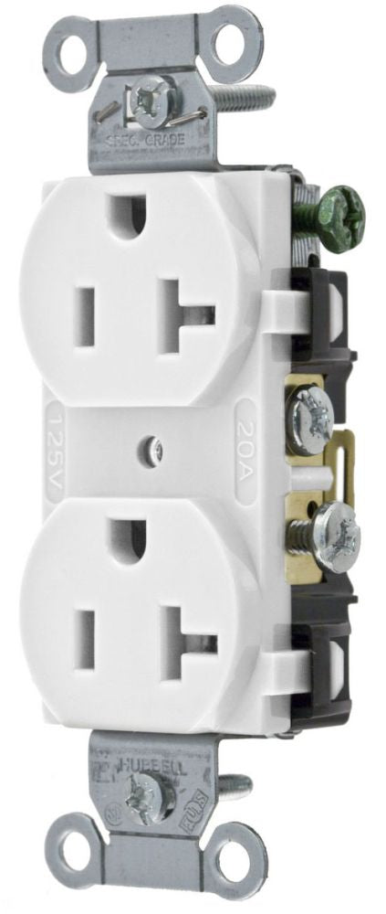 Hubbell Wiring Device-Kellems CR20WHI Straight Blade Receptacle