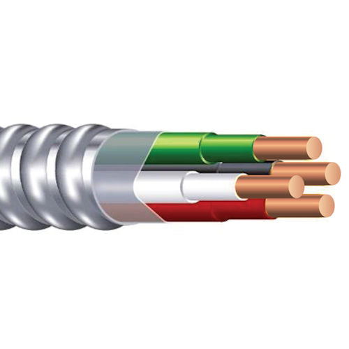 10/4 Metal Clad (MC) Cable with Ground, Aluminium Armor and Solid Copper Conductors Cut to Order