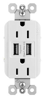 Pass & Seymour TM826USBW Combination USB Charger and Receptacle